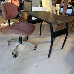 Small Vintage BEVIS Utility Table/Desk & Steelcase Rolling Chair (BSMT)