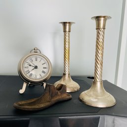 Clock, Candlesticks And Small Shoe Form (Pod)