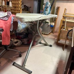 Vintage Large Industrial Ironing Board & Vintage GE Iron (BSMT)