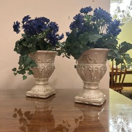 Pair Of Ceramic Plant Urns (LR)