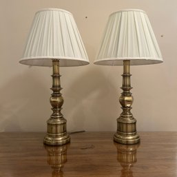 Stunning Pair Of Vintage Brass STIFFEL Table Lamps (LR)