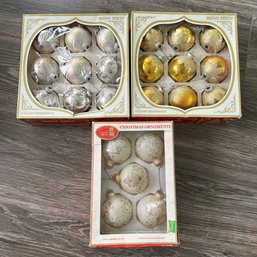 Three Boxes Of Vintage Glass Christmas Ornaments (Porch)