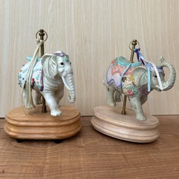 Pair Of Musical Carousel Elephants (OA)