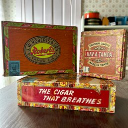 Trio Of Vintage Cigar Boxes (b1)