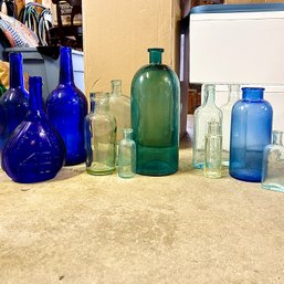 Huge Collection Of Vintage Colored Glass Bottles, Medicine Bottles, Mason Jars, Etc (GarageMB13)