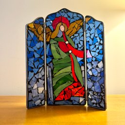 Lovely Stained Glass Trifold Angel (loft)