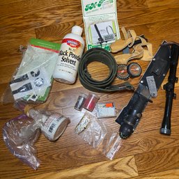 Mixed Lot Of Hunting Accessories: Knife With Sheath, Compass, & More (B1)