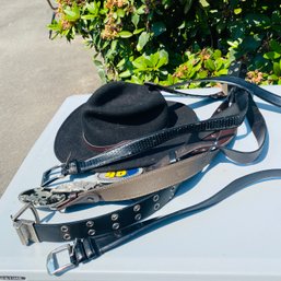 Woolrich Men's Hat, Belts & Buckles Including Some Leather And Pewter (Garage)