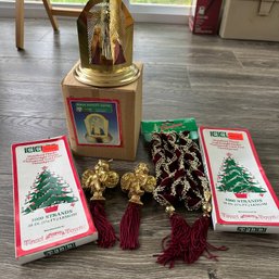 Vintage Christmas Decor - Brass Nativity Votive, Gold Painted Cherubs, & More (Porch)