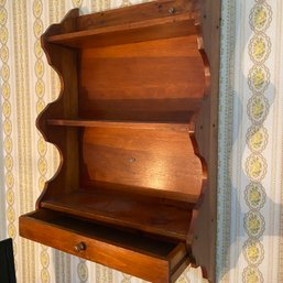 Small Vintage Wooden Shelf With Small Bottom Drawer (B1)