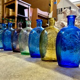 Large Lot Of Vintage Colored Glass Bottles (MB15)