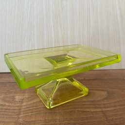 WOW! Vintage Yellow Uranium Glass Stand, Clark's Teaberry Gum (OA)