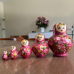 Set Of Five Vintage Wooden Nesting Dolls (DR)