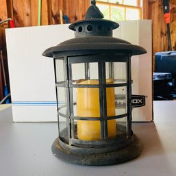 Battery Operated Metal Lantern With Faux Candle Light (Garage)