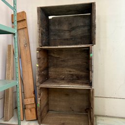 Set Of 4 Rustic Wooden Crates (b1 Closet)