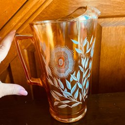 Pretty Iridescent Floral Glass Pitcher (front Door Entry)