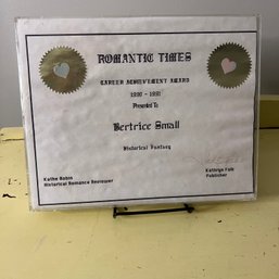 1991 Romantic Times Award Certificate Career Achievement Award For Historical Fantasy  (44946)