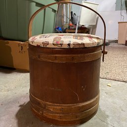 Vintage/Antique Primitive Wooden Firkin Bucket (Basement)