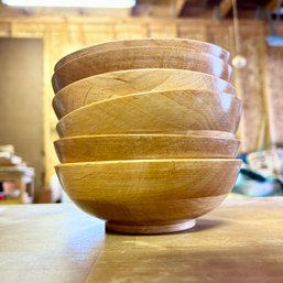 Six Vintage Teak Wooden Bowls (GarageMB24)