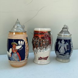 Three Vintage Beer Steins