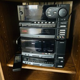 Onkyo RY-505 Radio Tuner AV Amplifier And KCY-707 Cassette Tape Deck/CD Changer (Exercise Room)