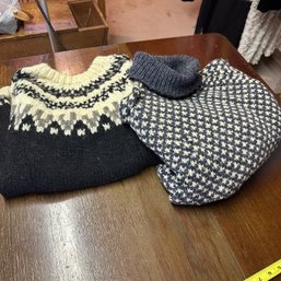 Pair Of Beautiful Hand-Knit Sweaters, Size L (BSMT)