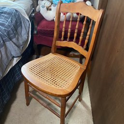 Cute Solid Small Vintage Wooden Chair With Cane Seat In Great Condition (B1)