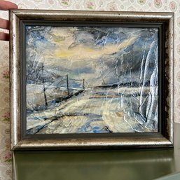 Vintage ARTIST SIGNED Landscape Painting, 'Winter Wind' RB CARPENTER (b1)