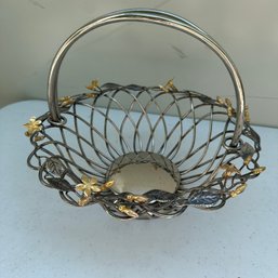 Godinger Metal Basket With Flowers And Leaves