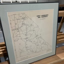 Framed Vintage Map: Early Landmarks & Highways, Dunbarton NH (BSMT)