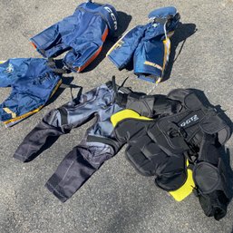 Lot Of 5 Pieces Of Youth Size Hockey Gear, Pants Shell, Chest Protector & More (pod)