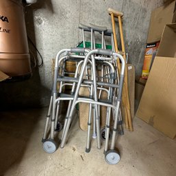Three Pairs Of Crutches And Three Walkers (BSMT)
