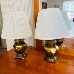 Pair Of Brass Tone Lamps (Master Bedroom)