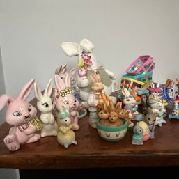 Lot Of Assorted Mostly Vintage Bunny Figures - Adorable! (KH)
