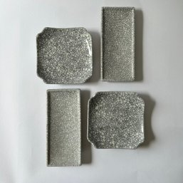 Asian Inspired Grey Ceramic Crackle Plates (CN)