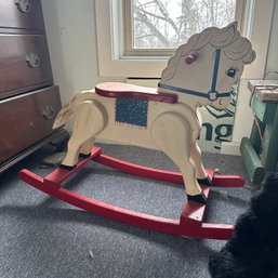 Vintage Red, White, And Blue Painted Rocking Horse (Attic)