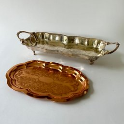 Pair Of Copper And Silver Plated Serving Platters (CN)