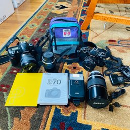 Nikon Camera Lot - Digital D70 And Film FE2 Cameras With Acessories (Dining Room)
