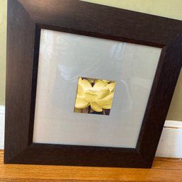 Wood Framed & Matted Square 21' X 21' Wall Art With Yellow Flower (SA102)