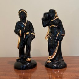 Pair Of Black Ceramic Figurines (BR)