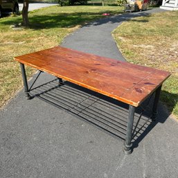 Large Wood And Iron Coffee Table (IS)