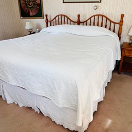 King Size Bed With Solid Wood Headboard (Master Bedroom)