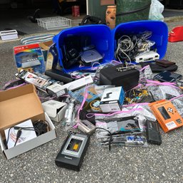 GIANT Lot Of ELECTRONICS/ACCESSORIES Including Sony Discman, Cables, Tape Recorders, & More (Garage)