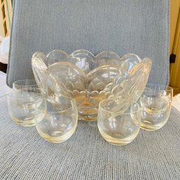 Round Bubbles Punch Bowl With Forty-Six Glasses (Mud Room)