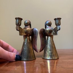 Pair Of Small Angel Candleholders (BR)