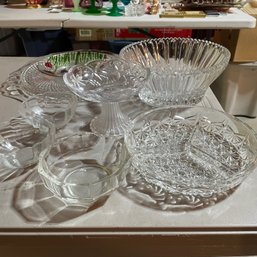 Lot Of Clear Glass/crystal Items, Some Vintage (garage)