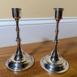 Pair Of Silver Plate Towle Candle Sticks (DR)