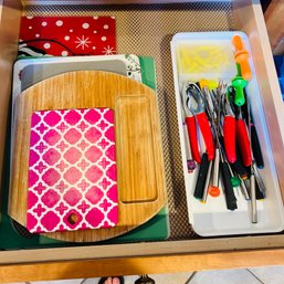 Drawer Lot: Utensils And Cutting Boards