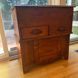 Beautiful Vintage/Antique Carved Wood Dry Sink Cabinet - See Description (LR)