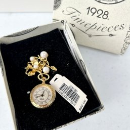 '1928 Timepieces' Decorative Gold Tone Brooch